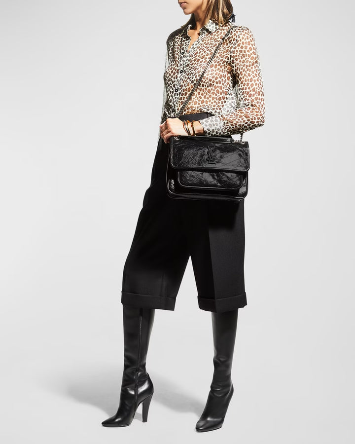 YSL CRINKLED LEATHER MEDIUM NIKI SHOULDER BAG