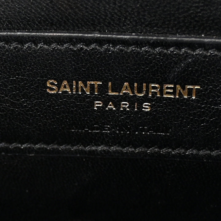 YSL METALLIC CALFSKIN LEATHER MONOGRAM CASSANDRE CLUTCH