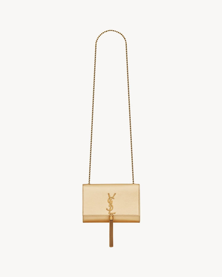 YSL KATE TASSEL METALLIC CALFSKIN LEATHER CROSSBODY BAG