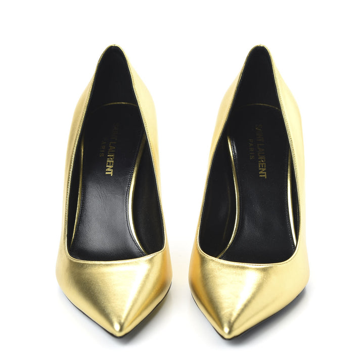 YSL METALLIC GOLD CALFSKIN LEATHER OPYUM PUMPS