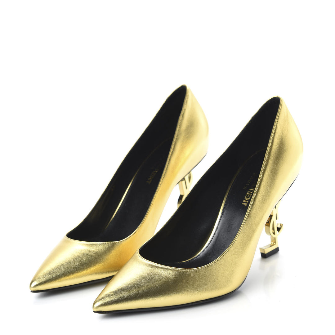 YSL METALLIC GOLD CALFSKIN LEATHER OPYUM PUMPS