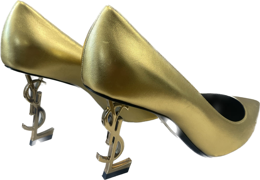 YSL METALLIC GOLD CALFSKIN LEATHER OPYUM PUMPS