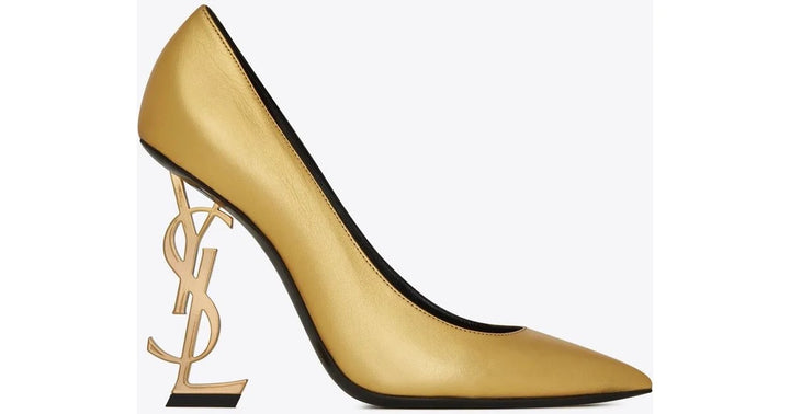 YSL METALLIC GOLD CALFSKIN LEATHER OPYUM PUMPS