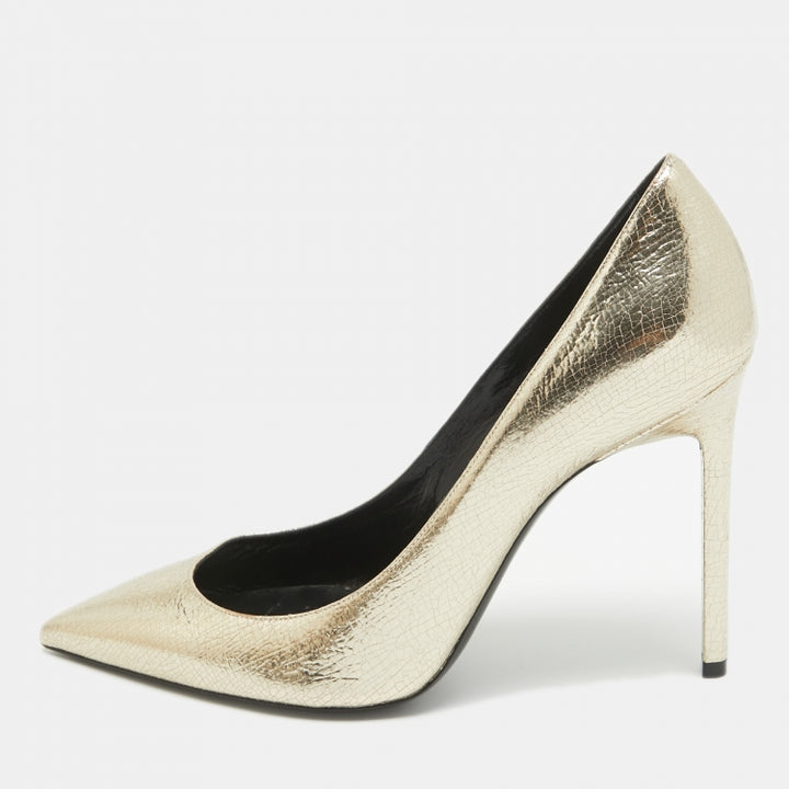 YSL METALLIC SUPERCRACK CALFSKIN LEATHER ANJA PUMPS