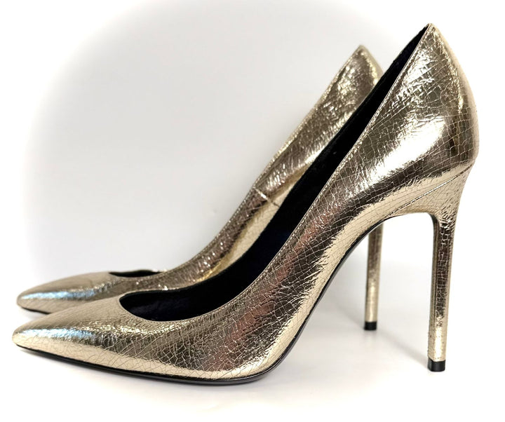 YSL METALLIC SUPERCRACK CALFSKIN LEATHER ANJA PUMPS