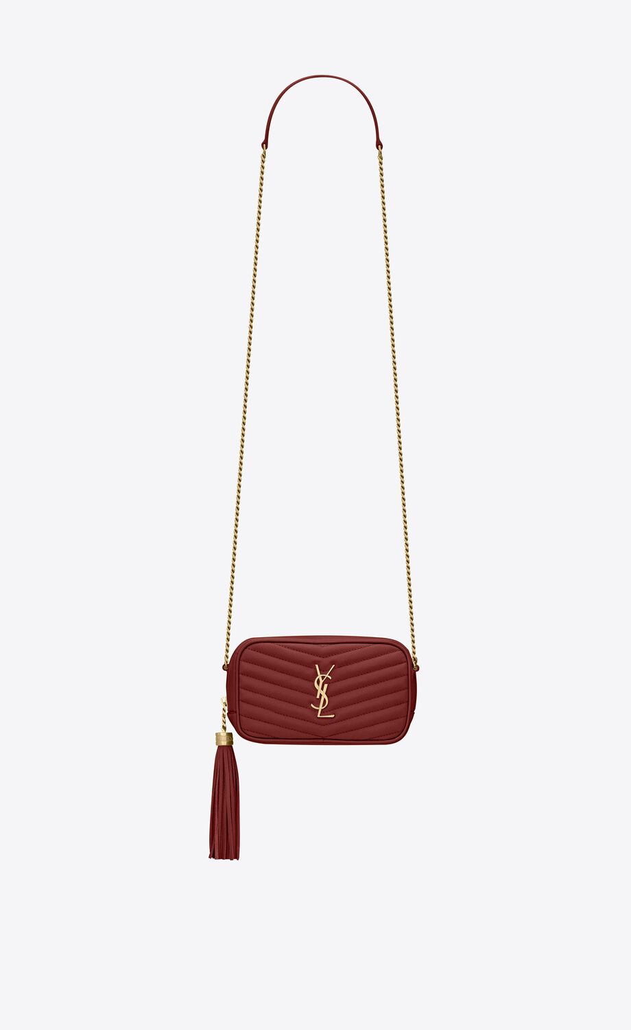 Saint Laurent Uptown Pouch Grain de Poudre Embossed Rouge Opyum in Leather  with Gold-tone - US