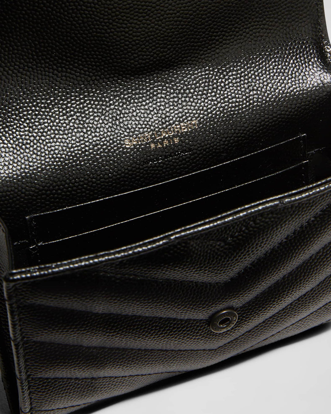 YSL GRAINED LEATHER MONOGRAM SMALL FLAP WALLET