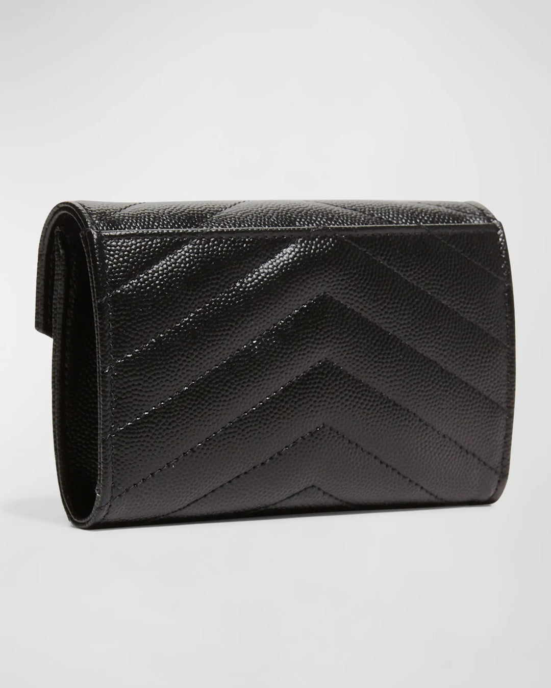 YSL GRAINED LEATHER MONOGRAM SMALL FLAP WALLET