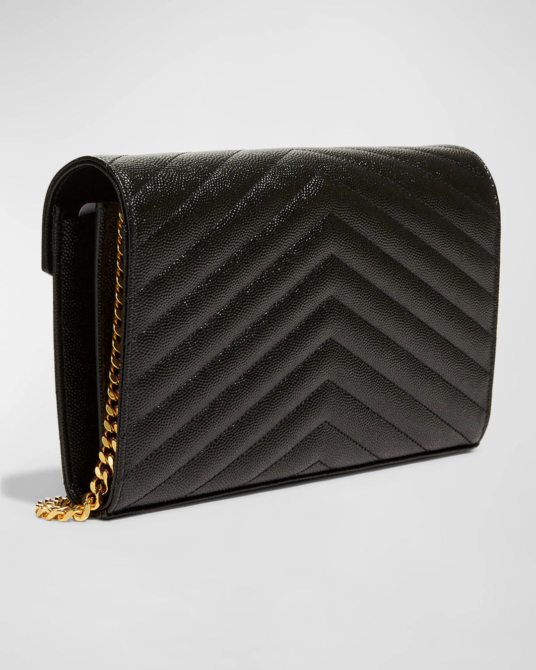 YSL MONOGRAM LARGE GRAIN DE POUDRE WALLET ON CHAIN