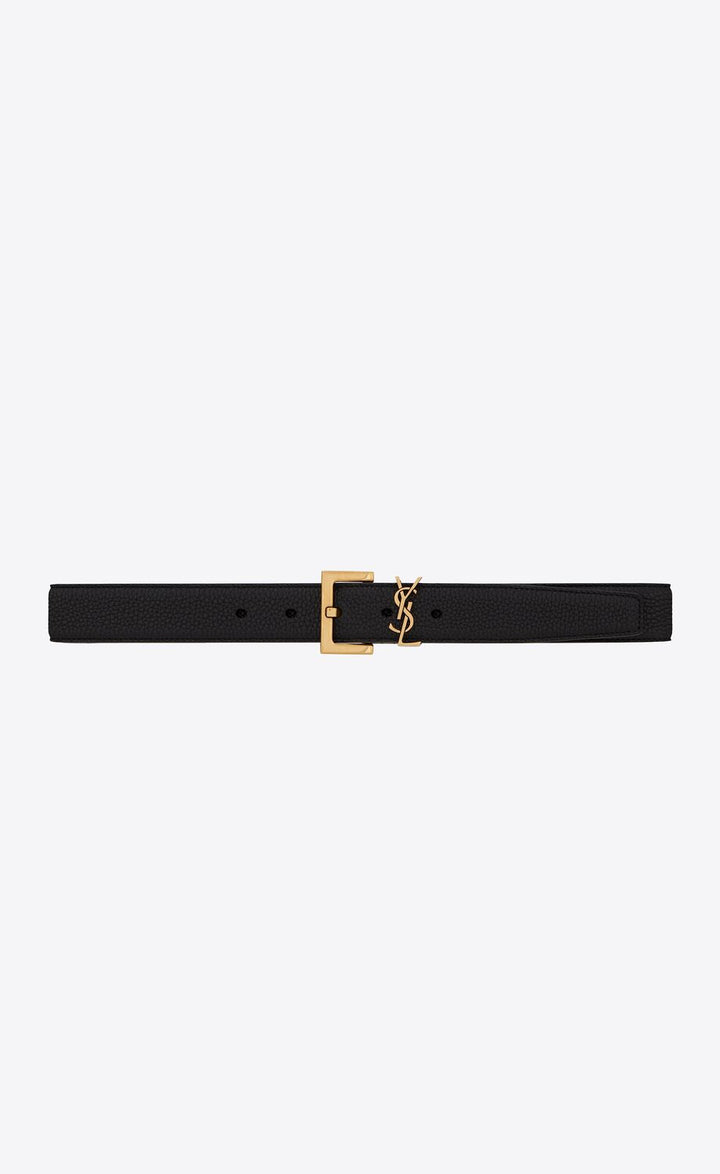 YSL MONOGRAM GRAINED LEATHER BELT