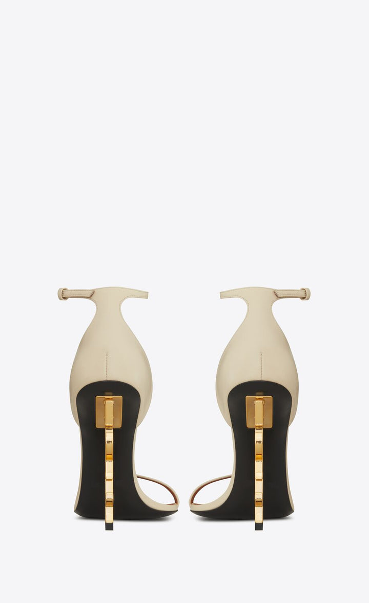 YSL OPYUM LOGO HEEL LEATHER SANDALS