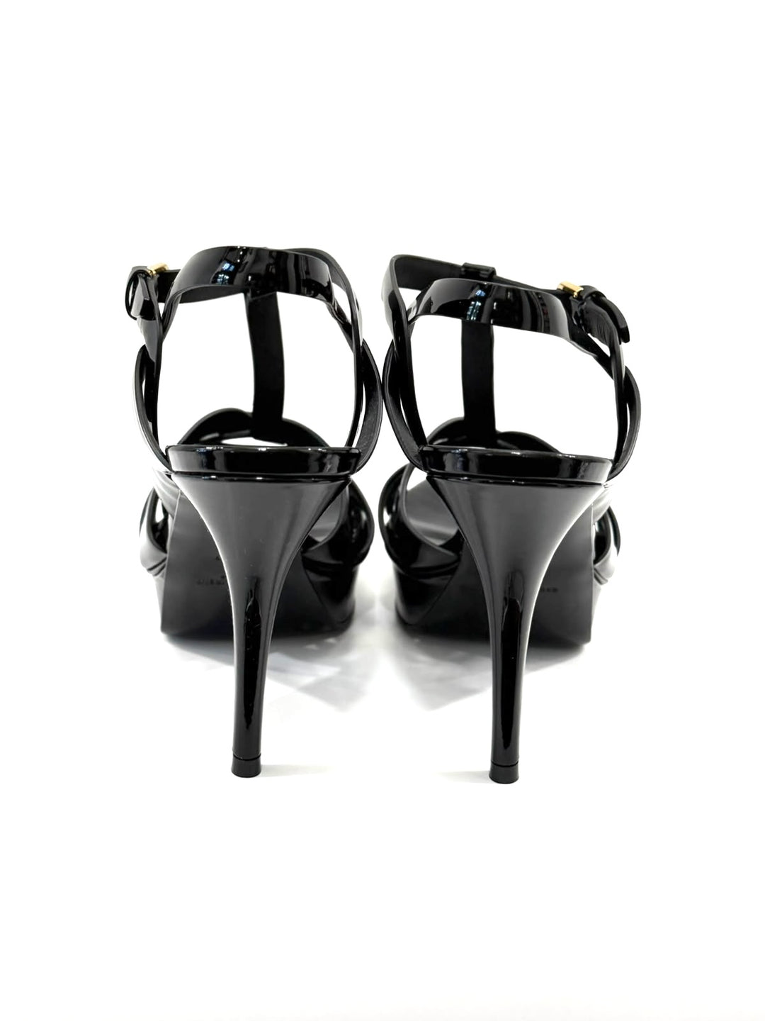 YSL TRIBUTE 75MM PATENT LEATHER PLATFORM SANDALS