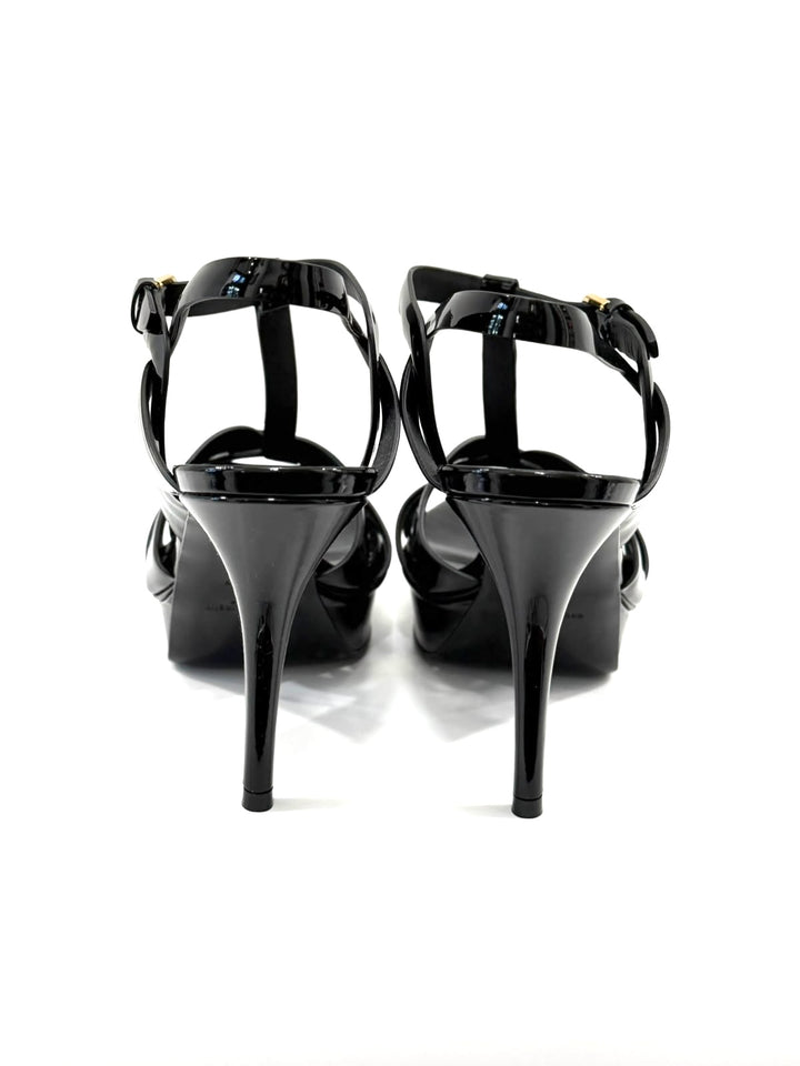 YSL TRIBUTE 75MM PATENT LEATHER PLATFORM SANDALS