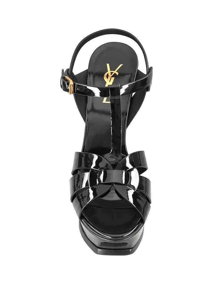 YSL TRIBUTE 75MM PATENT LEATHER PLATFORM SANDALS
