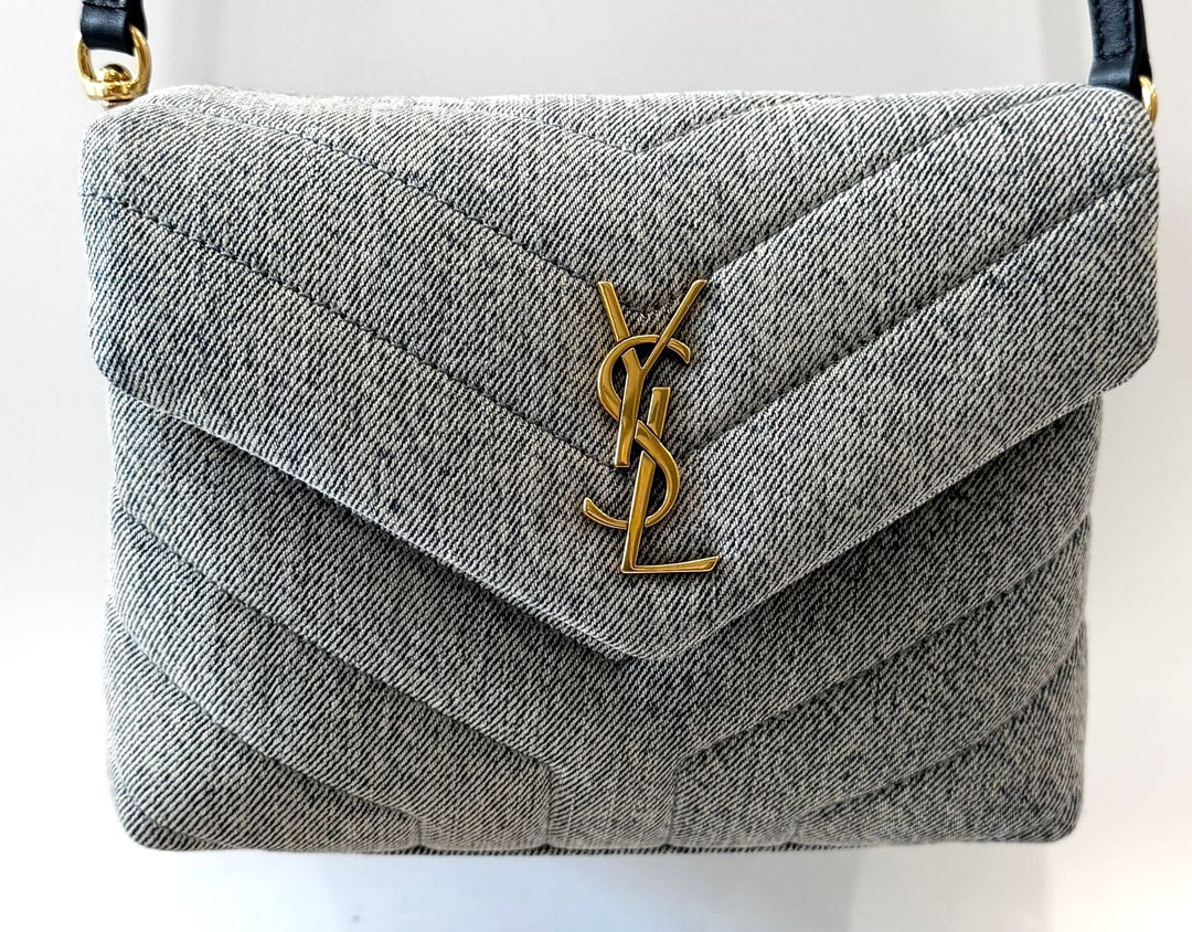 YVES SAINT LAURENT LOULOU TOY DENIM CROSSBODY BAG