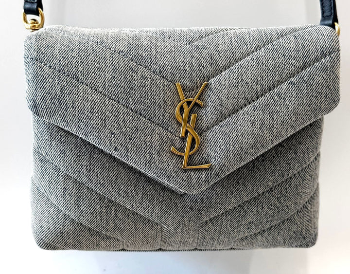YVES SAINT LAURENT LOULOU TOY DENIM CROSSBODY BAG