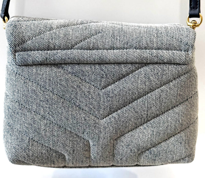 YVES SAINT LAURENT LOULOU TOY DENIM CROSSBODY BAG