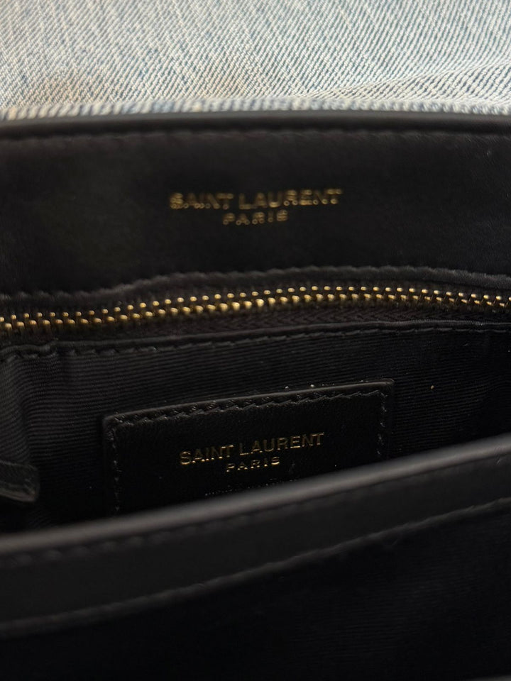 YVES SAINT LAURENT LOULOU TOY DENIM CROSSBODY BAG