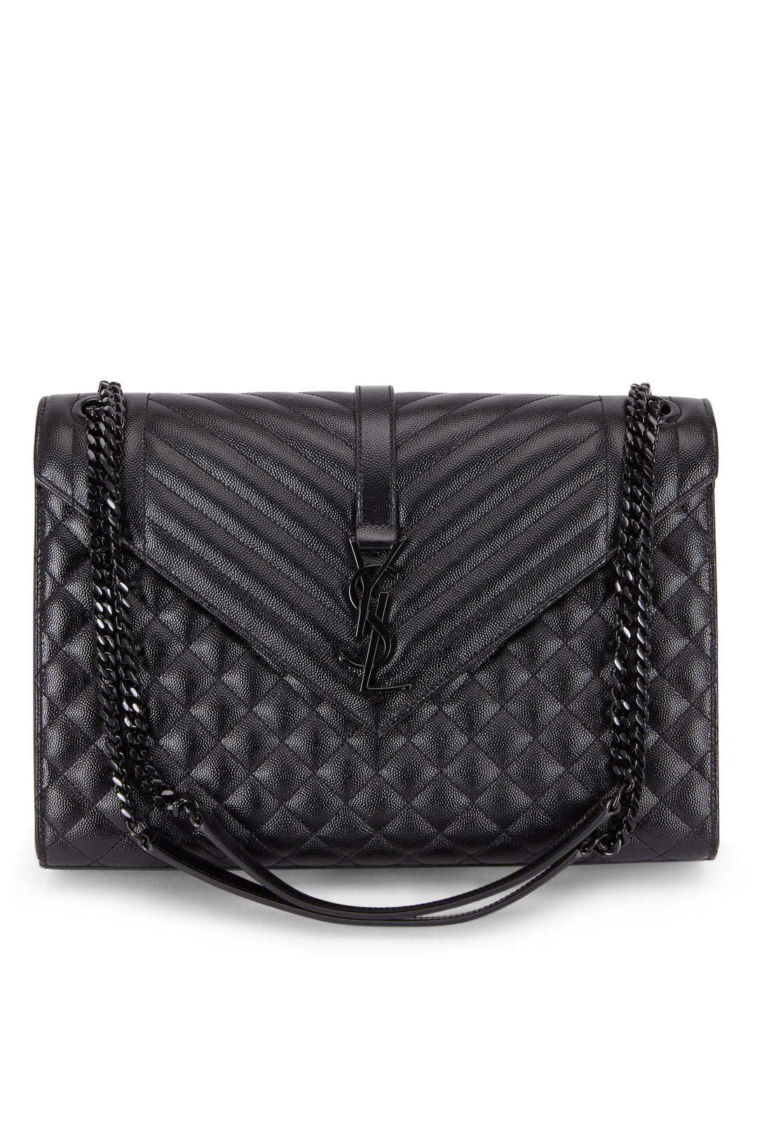 YSL GRAIN DE POUDRE MIXED MATELASSE LARGE TRIQUILT MONOGRAM BAG