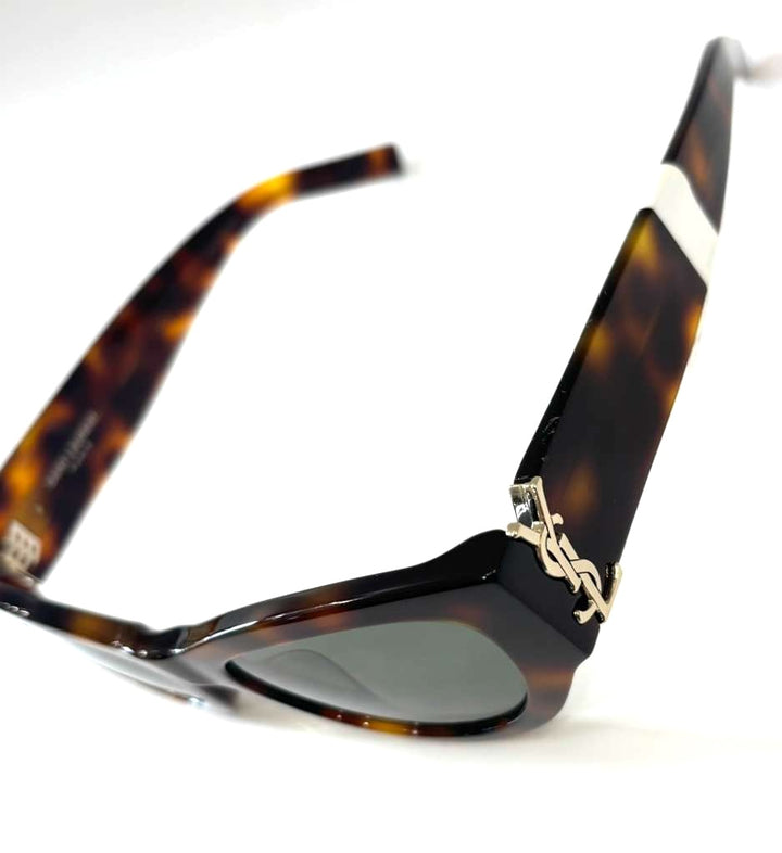 YSL TORTOISESHELL CAT-EYE SL M94 LOGO SUNGLASSES IN HAVANA