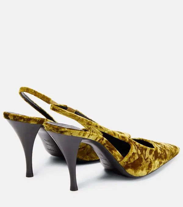 YVES SAINT LAURENT BLADE 90 VELVET SLINGBACK PUMPS