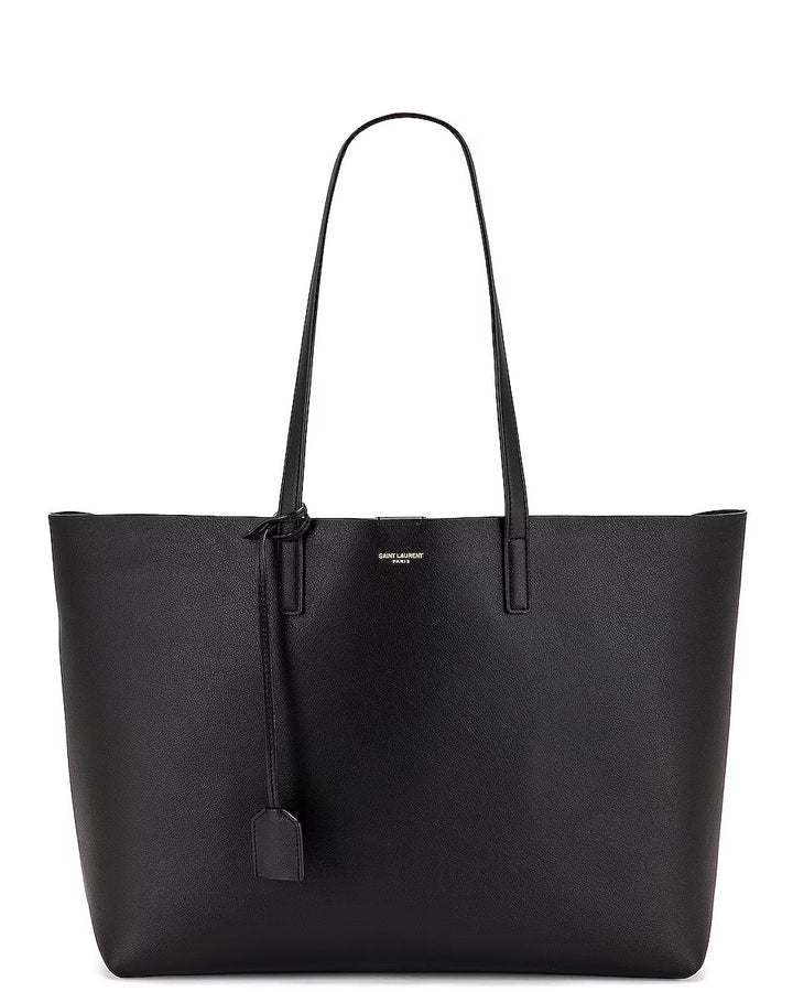 YVES SAINT LAURENT EAST WEST LEATHER SHOPPING TOTE BAG