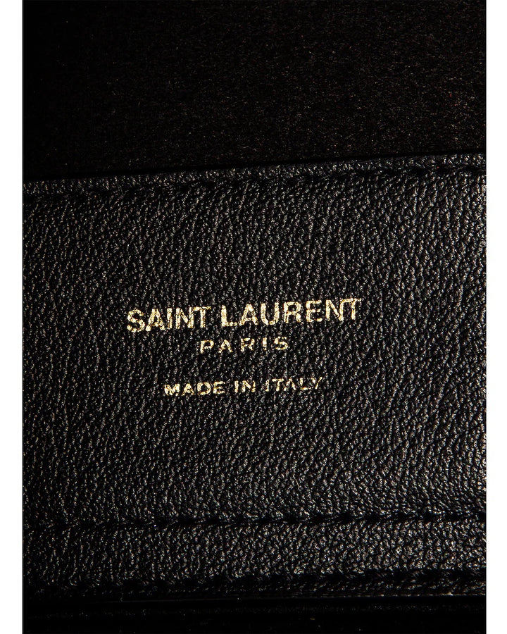 YVES SAINT LAURENT EAST WEST LEATHER SHOPPING TOTE BAG