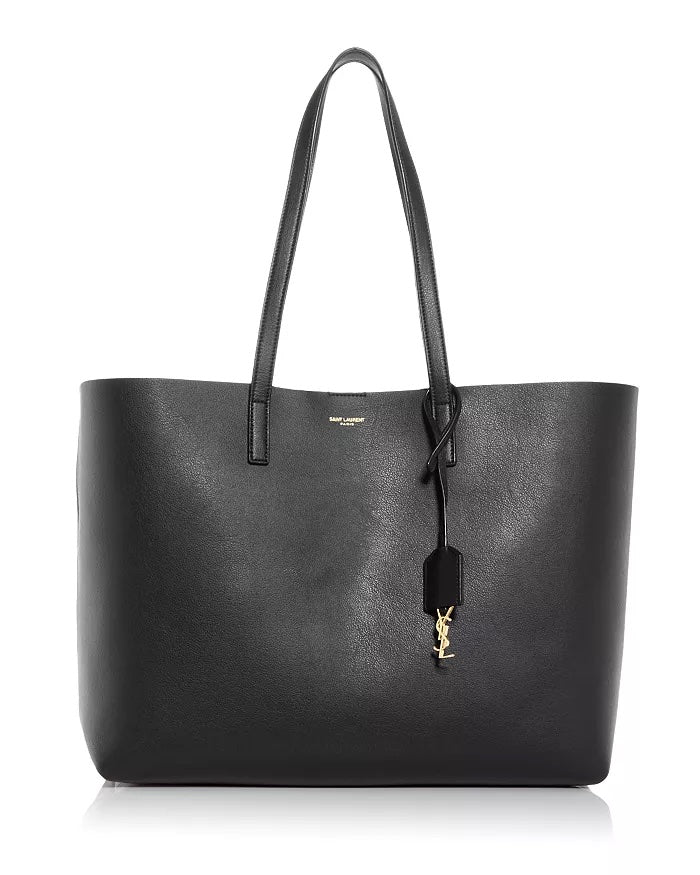 YVES SAINT LAURENT EAST WEST LEATHER SHOPPING TOTE BAG