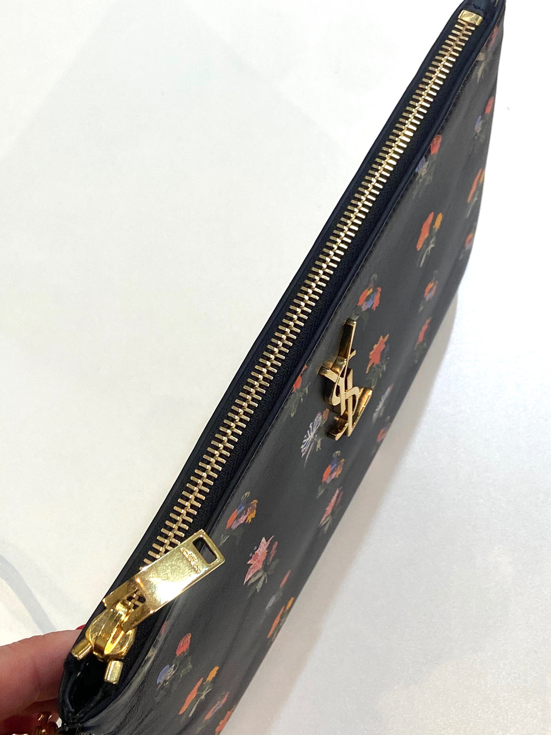 YVES SAINT LAURENT MONOGRAM PRAIRIE FLOWER WRISTLET CLUTCH