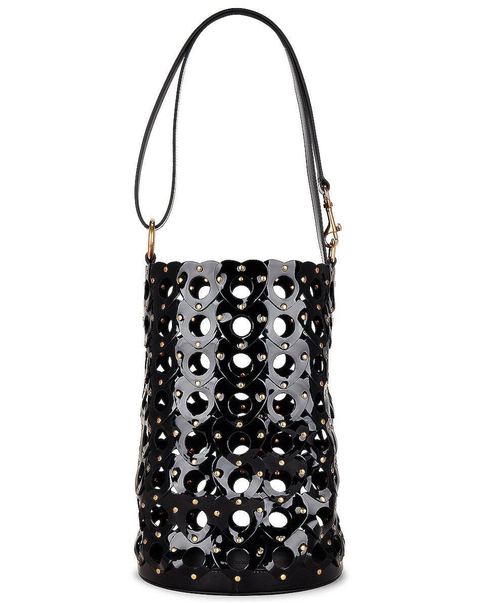 YSL SEAU GLOSSY PATENT LEATHER BUCKET BAG