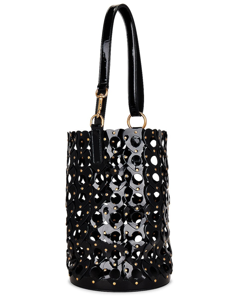 YSL SEAU GLOSSY PATENT LEATHER BUCKET BAG