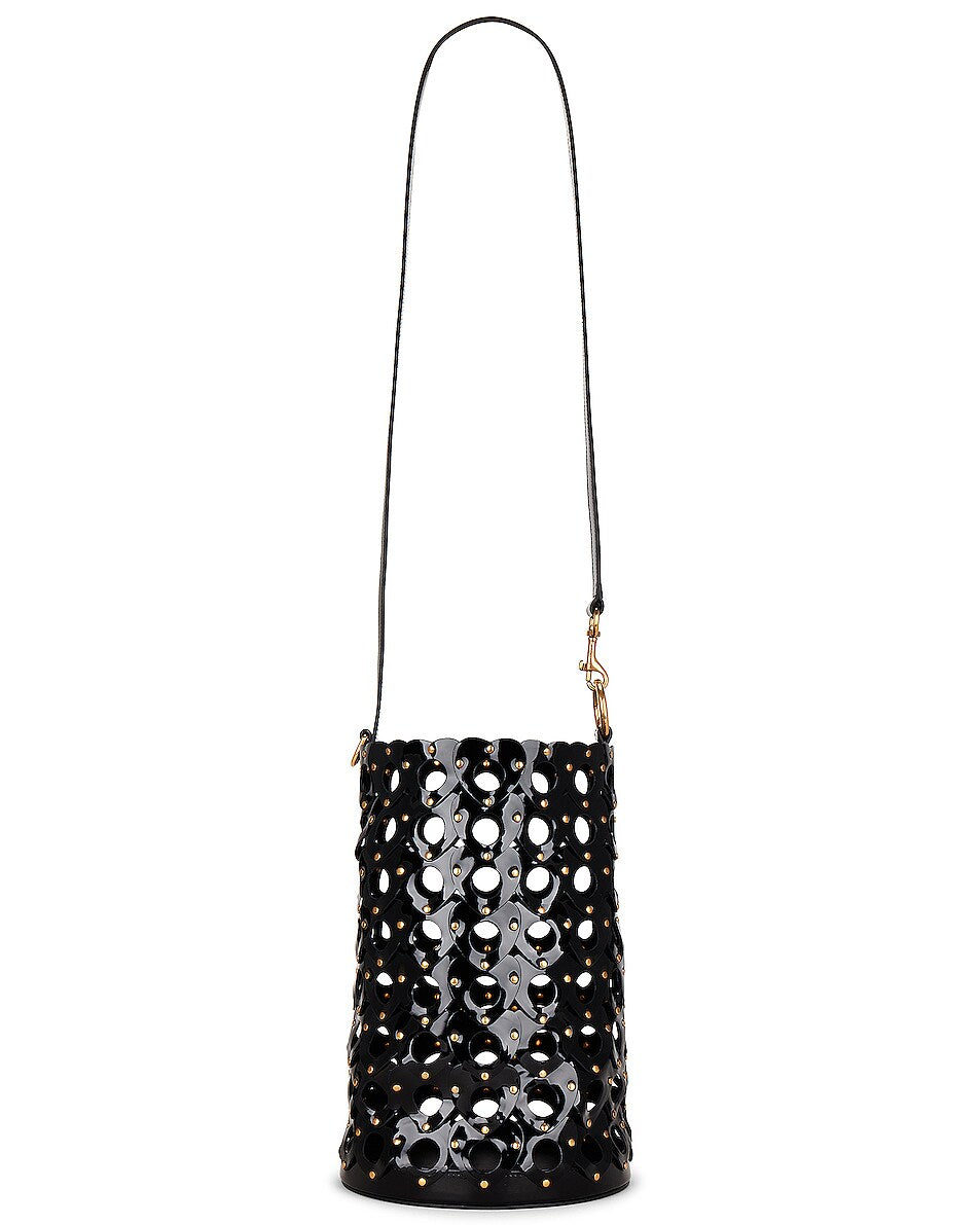 YSL SEAU GLOSSY PATENT LEATHER BUCKET BAG