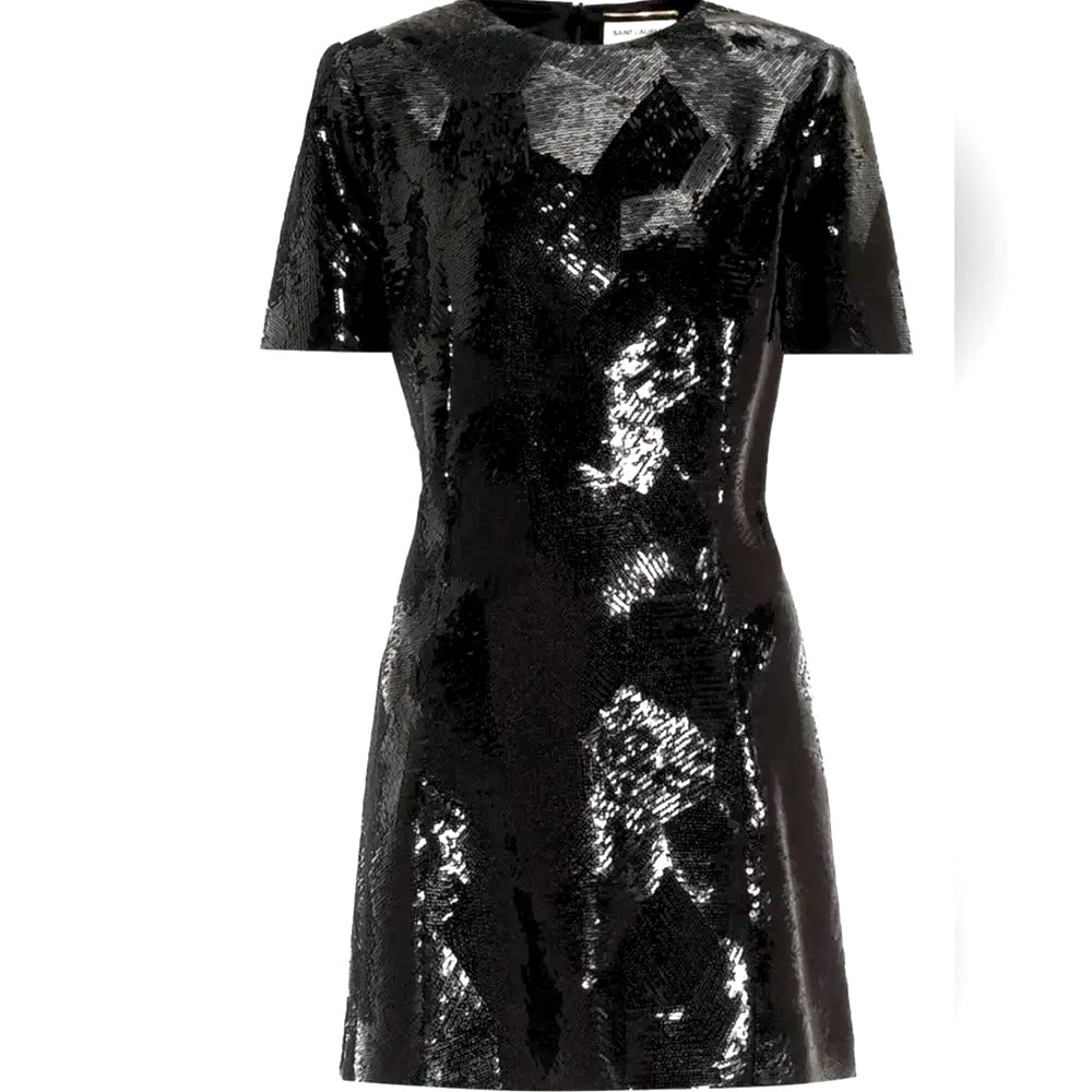 SAINT LAURENT PARIS SQUIN MINI DRESS