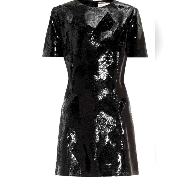 SAINT LAURENT PARIS SQUIN MINI DRESS