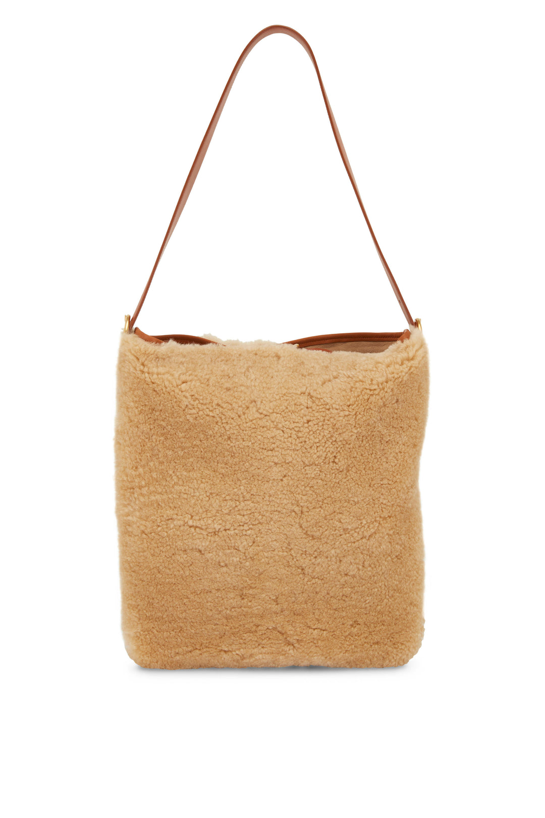 YSL SHEARLING &amp; CALFSKIN LEATHER LE 5 À 7 LARGE SHOULDER BAG