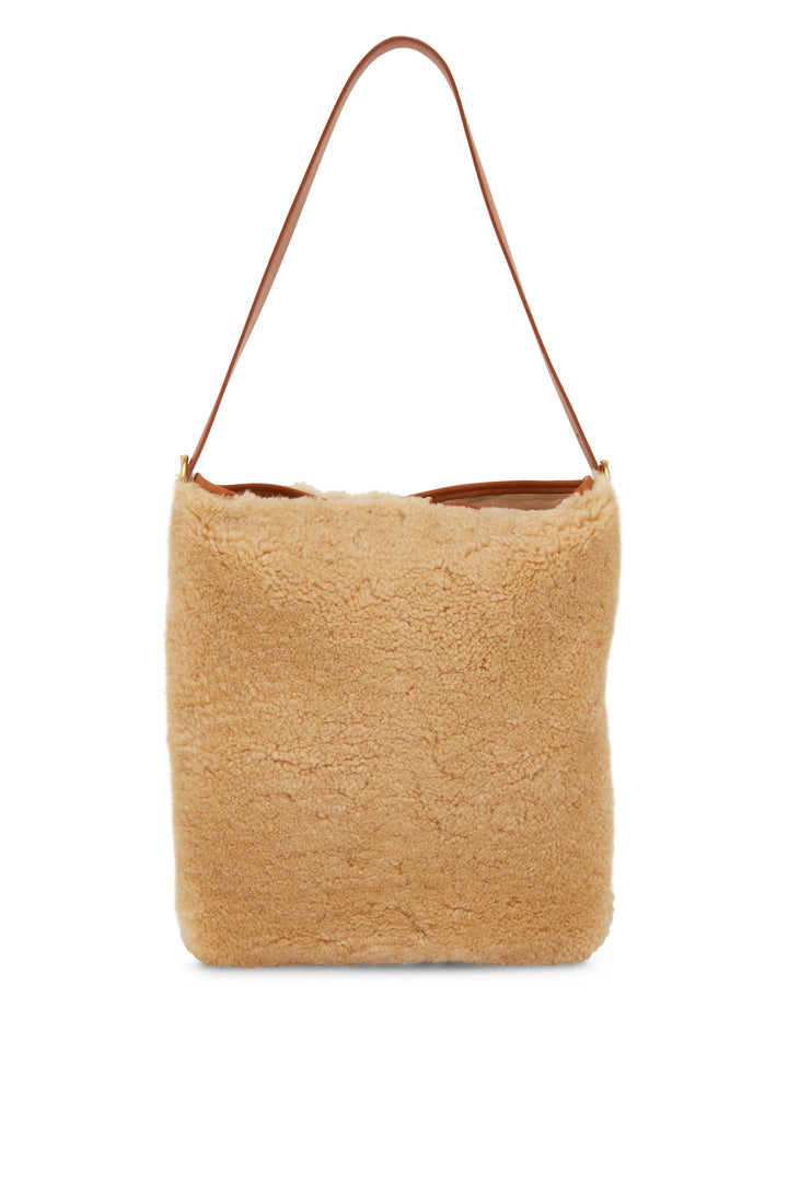 YSL SHEARLING &amp; CALFSKIN LEATHER LE 5 À 7 LARGE SHOULDER BAG