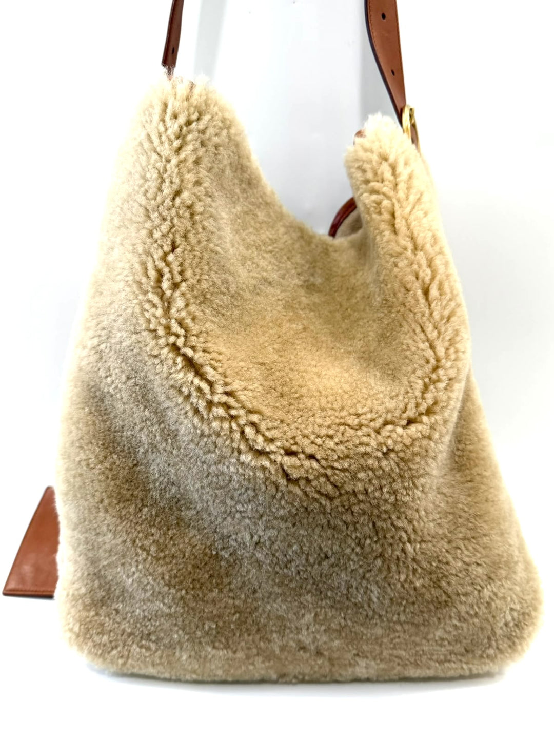 YSL SHEARLING &amp; CALFSKIN LEATHER LE 5 À 7 LARGE SHOULDER BAG