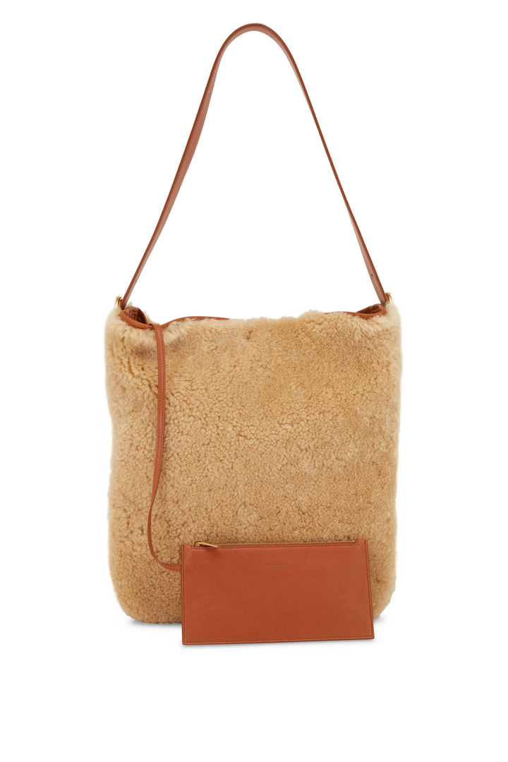 YSL SHEARLING &amp; CALFSKIN LEATHER LE 5 À 7 LARGE SHOULDER BAG