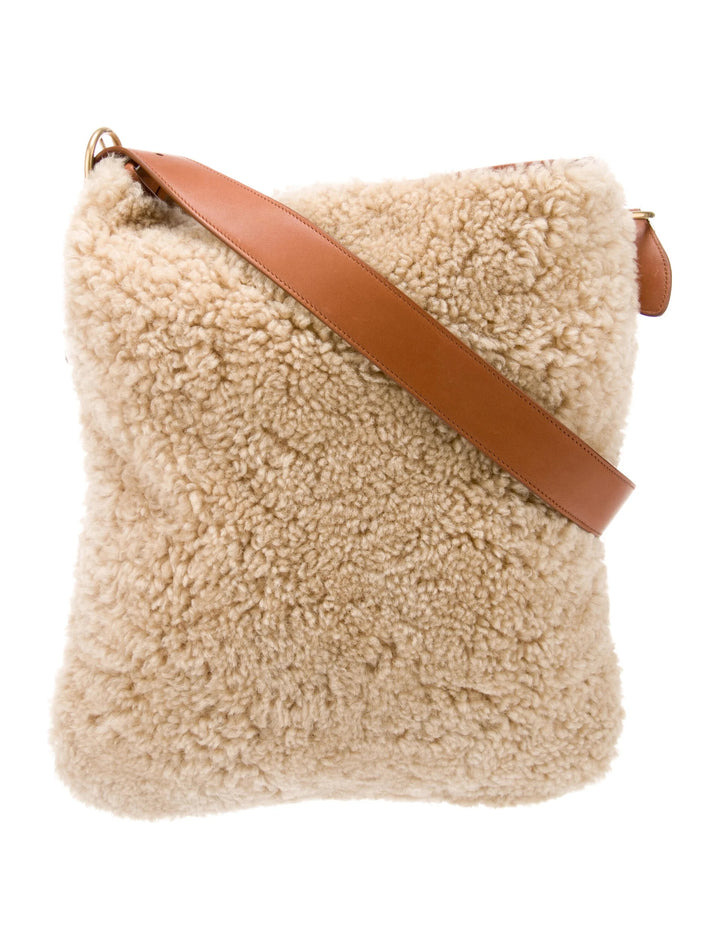 YSL SHEARLING &amp; CALFSKIN LEATHER LE 5 À 7 LARGE SHOULDER BAG