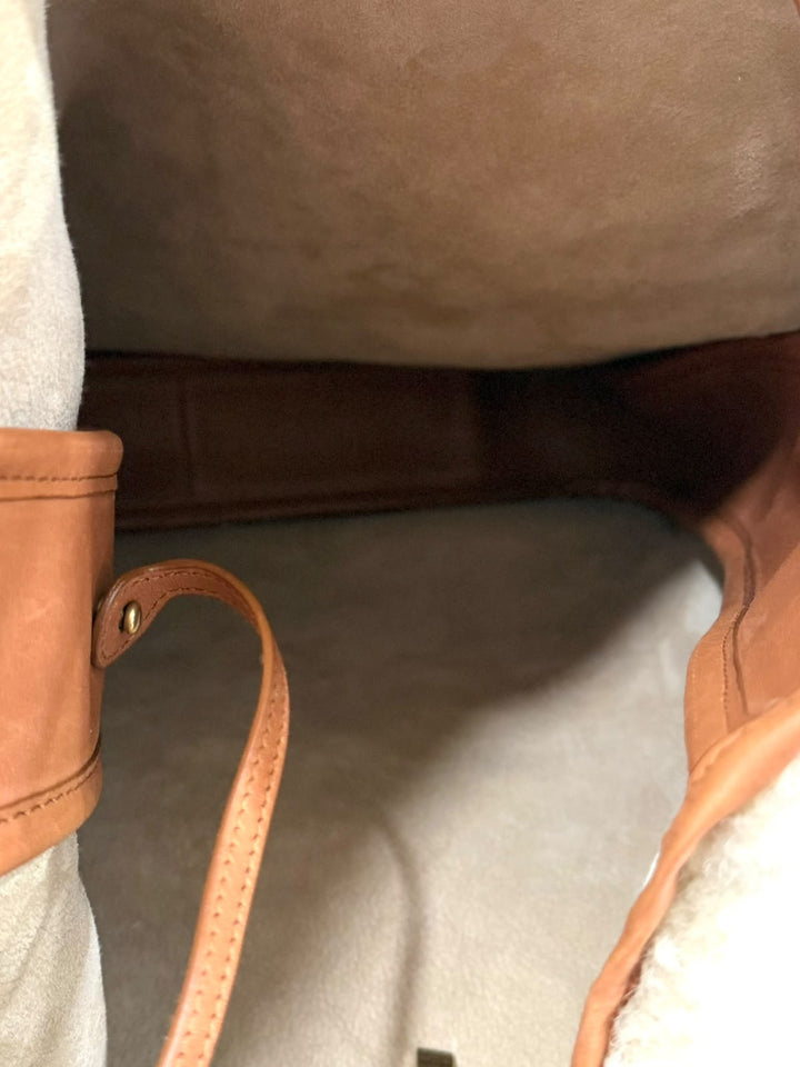 YSL SHEARLING &amp; CALFSKIN LEATHER LE 5 À 7 LARGE SHOULDER BAG