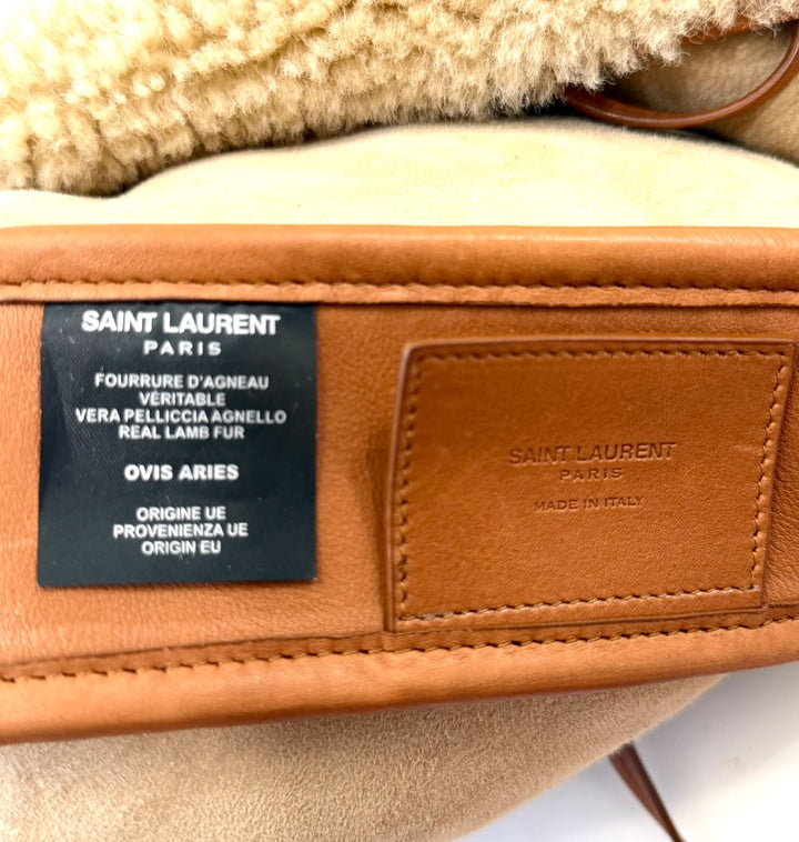 YSL SHEARLING &amp; CALFSKIN LEATHER LE 5 À 7 LARGE SHOULDER BAG