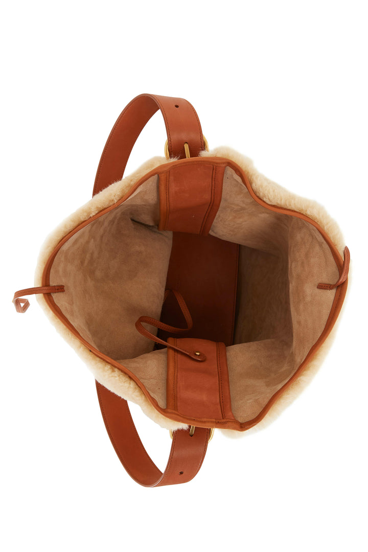 YSL SHEARLING &amp; CALFSKIN LEATHER LE 5 À 7 LARGE SHOULDER BAG