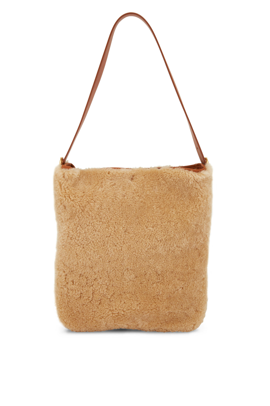 YSL SHEARLING &amp; CALFSKIN LEATHER LE 5 À 7 LARGE SHOULDER BAG