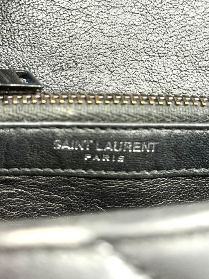 YSL MATELASSE CHEVRON QUILTED MONOGRAM MONOCHROME MEDIUM COLLEGE BAG