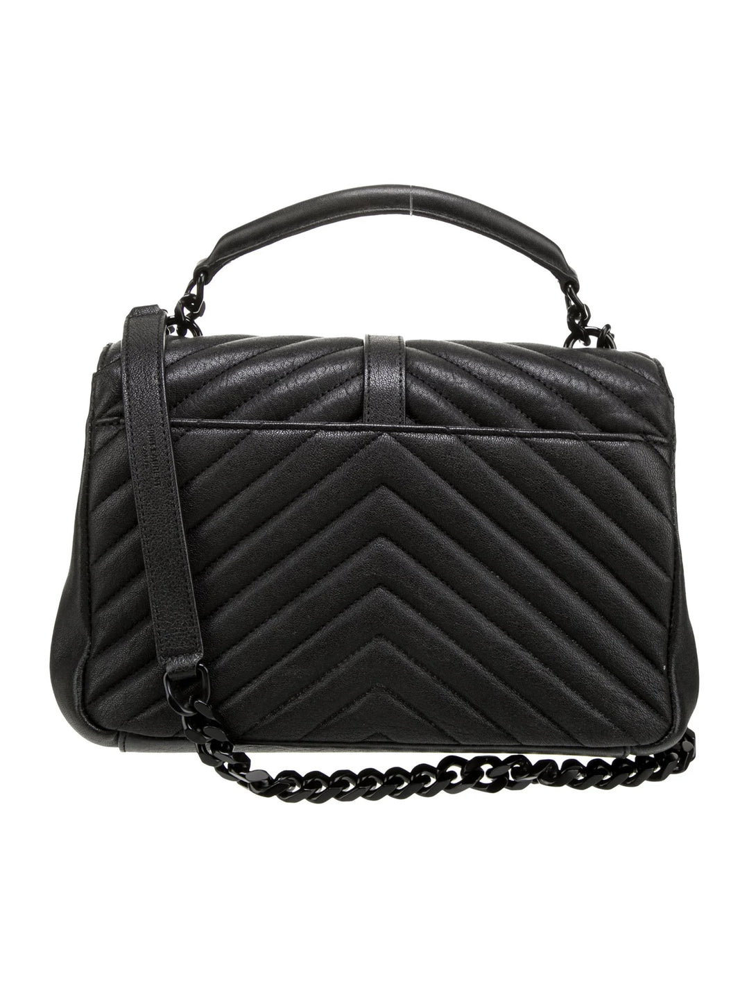 YSL MATELASSE CHEVRON QUILTED MONOGRAM MONOCHROME MEDIUM COLLEGE BAG
