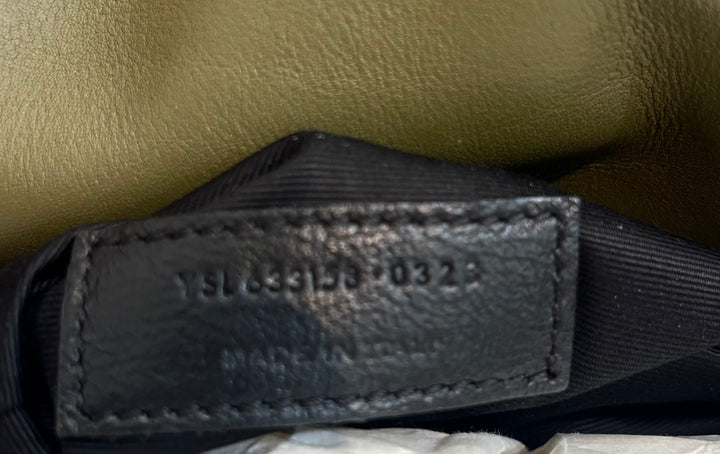 YSL SUEDE &amp; LEATHER MONOGRAM MEDIUM NIKI CHAIN BAG IN OLIVE GREEN