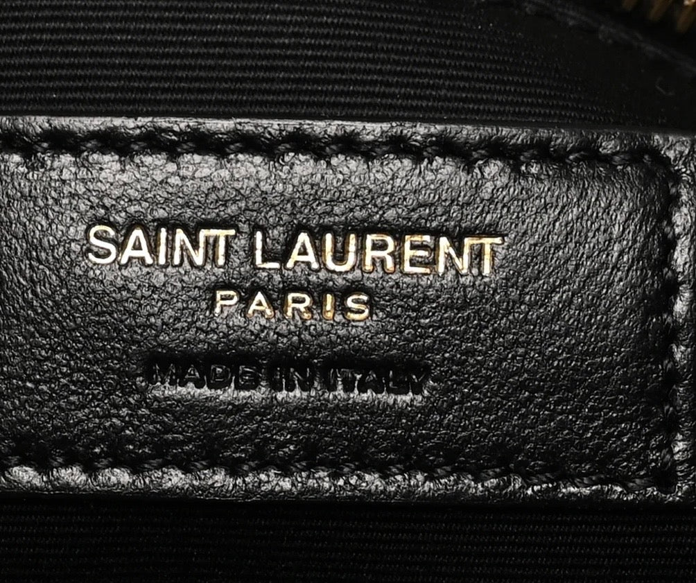 YSL SUEDE &amp; LEATHER MONOGRAM MEDIUM NIKI CHAIN BAG IN OLIVE GREEN