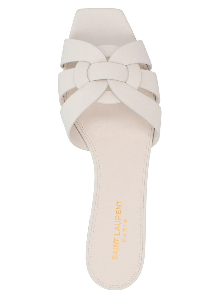 YSL TRIBUTE CALFSKIN LEATHER FLAT MULE SANDALS