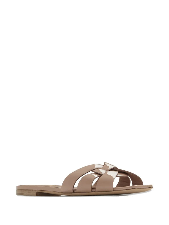 YSL TRIBUTE NU PIED PATENT CALFSKIN LEATHER MULES