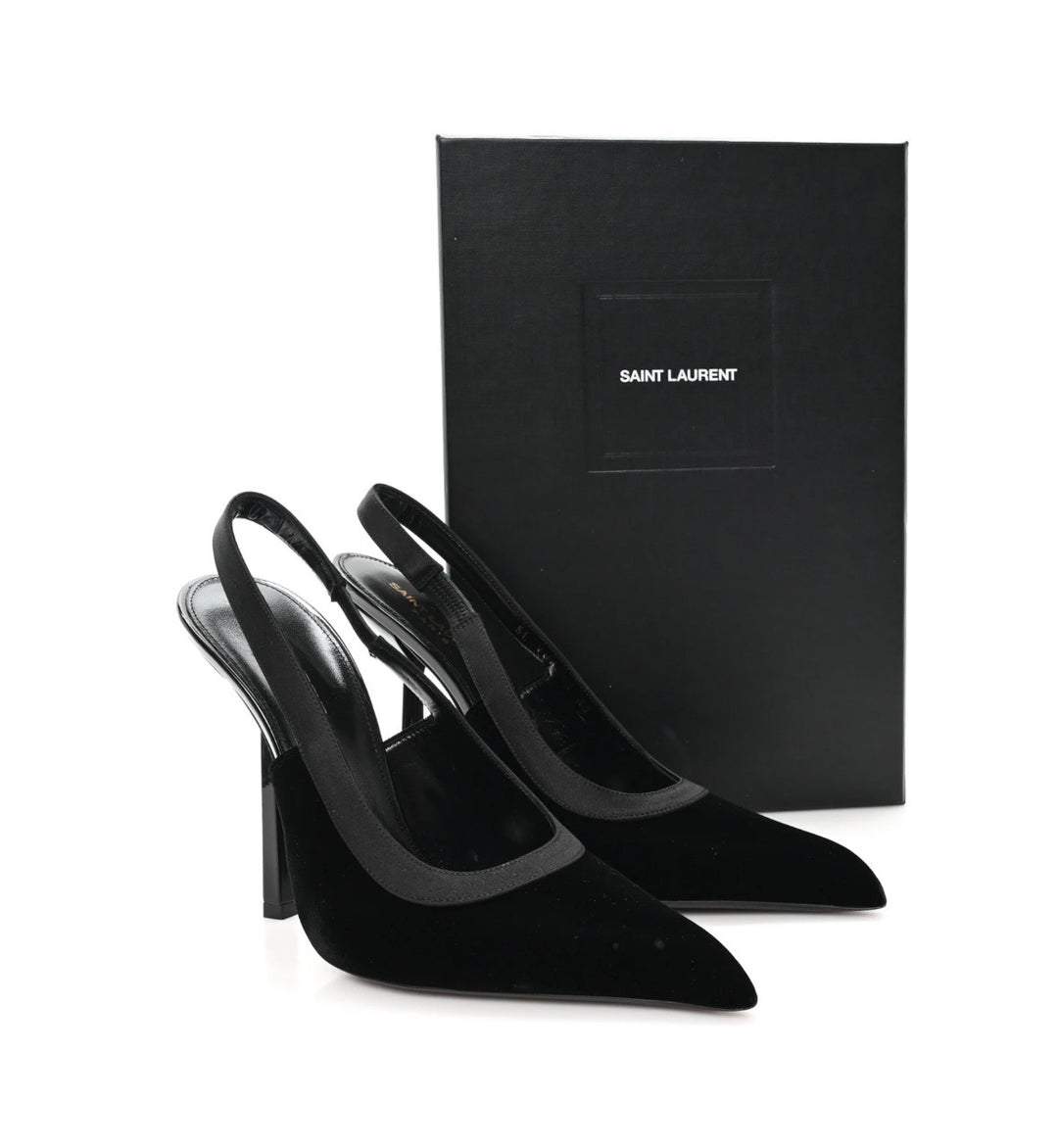 YSL VICTOIRE VELVET SLINGBACK PUMPS